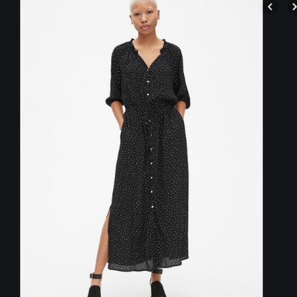 GAP Dresses & Skirts - Gap polka dot maxi shirtdress button front dress